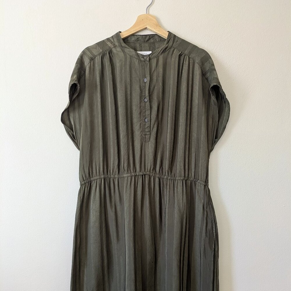 Olive Midi Dress Bridge & Burn Shirt Dress Green Stripe